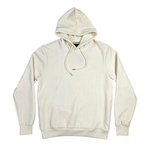 Porter & Ash Mens Cream Jacquard Interlock Quilted Hoodie Sweatshirt NWT